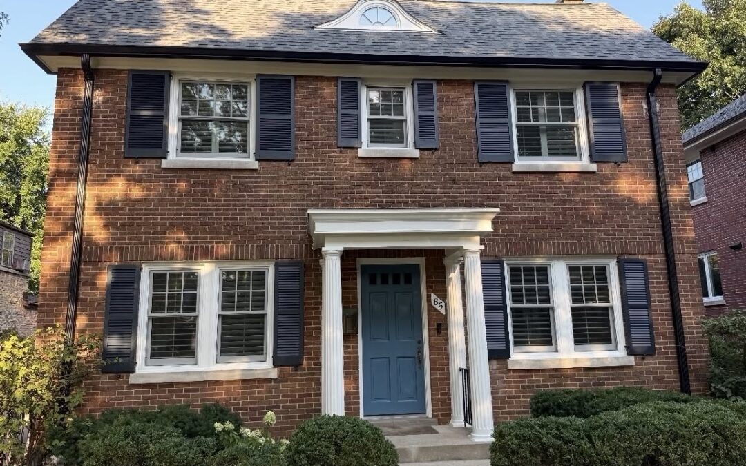 Shutter and Door Color Transformation on a Brick Colonial in Winnetka, IL